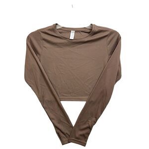 Marika Tempo Crop‎ Top Small Taupe Long Sleeve Dry Wik Workout Shirt NWT